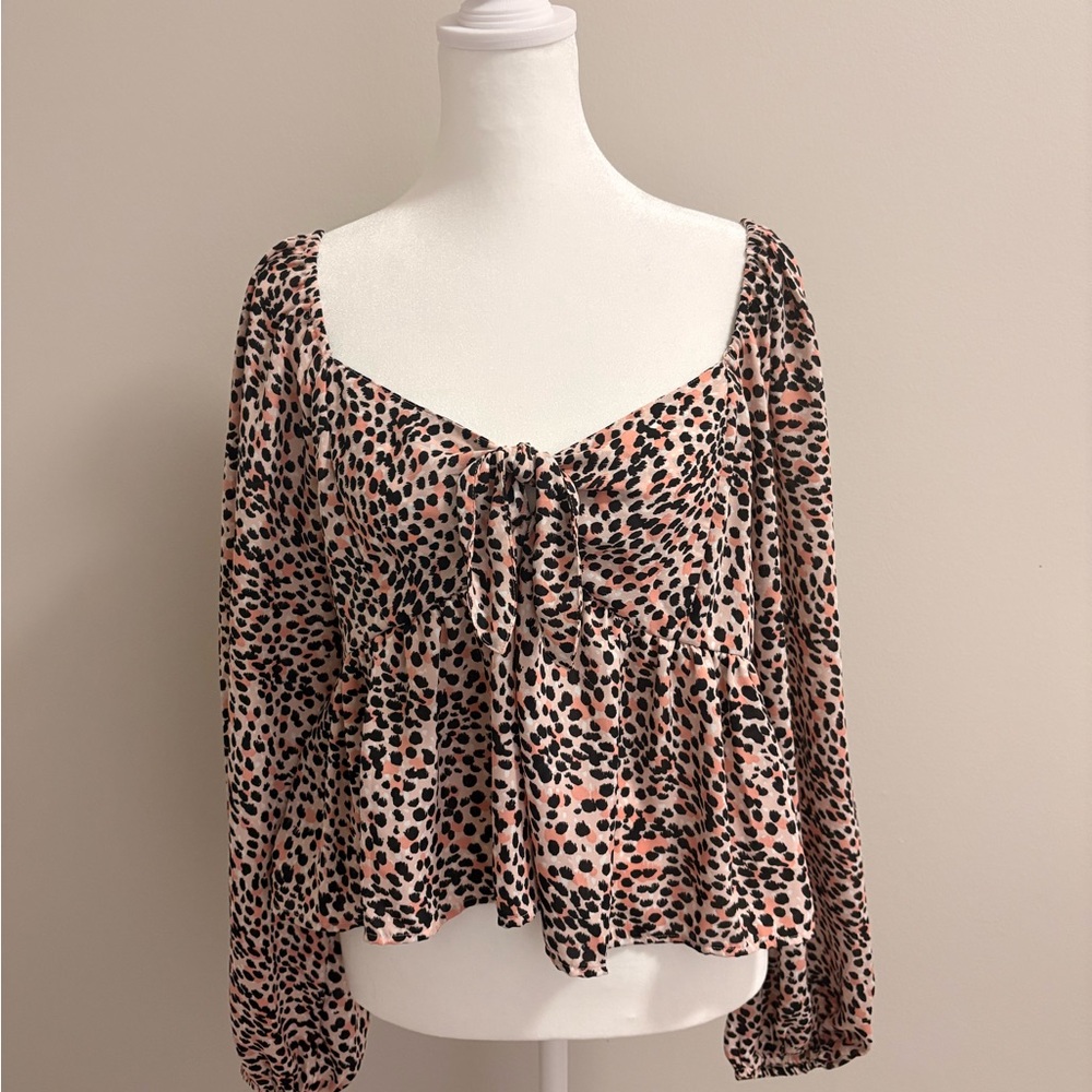 NWT Pink and Black Leopard Print Blouse
